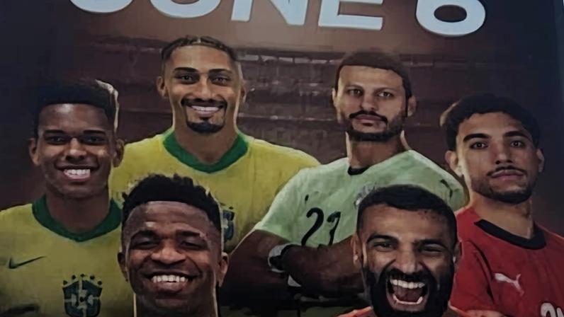 Estêvão é garoto propaganda de cartaz de divulgação do jogo Brasil e Egito