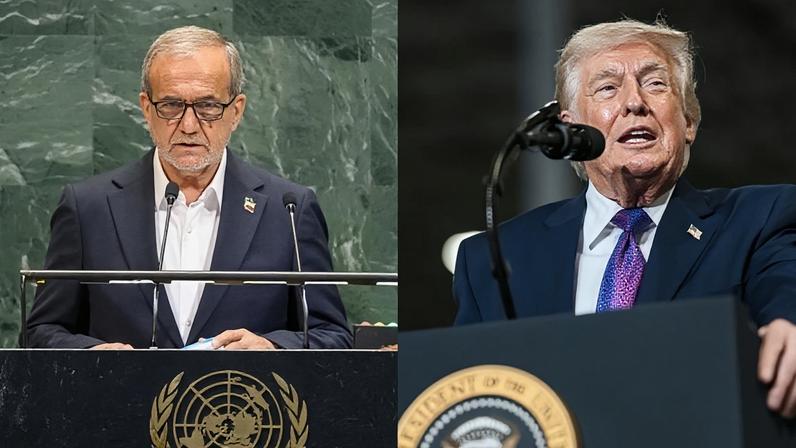 Os presidentes dos EUA, Donald Trump (à dir.), e do Irã, Masoud Pezeshkian (à esq.), haviam assinado um acordo de paz para encerrar a guerra no último dia 17 de junho