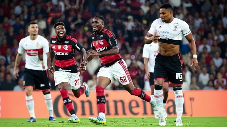Evertton Araújo comemora seu golaço no 2 a 1 do Flamengo sobre o Vitória
