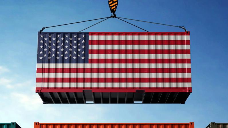 Imagem de contâiner com a bandeira dos Estados Unidos - Metrópoles