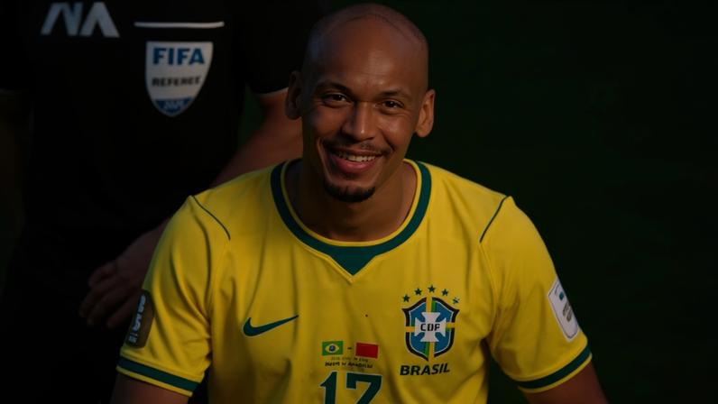 Fabinho ficou com o nariz sangrando durante Brasil x Marrocos, jogo da Copa do Mundo