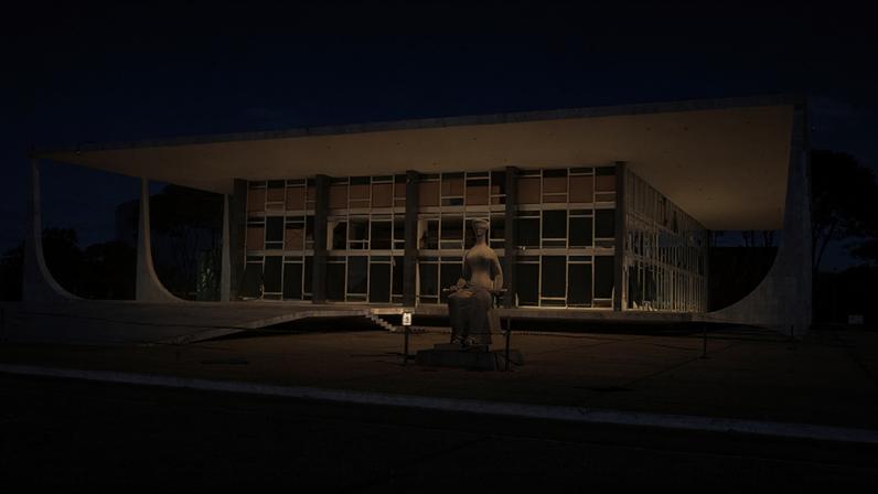Fachada do Supremo Tribunal Federal (STF) com estátua A Justiça, de Alfredo Ceschiatti, em primeiro plano.