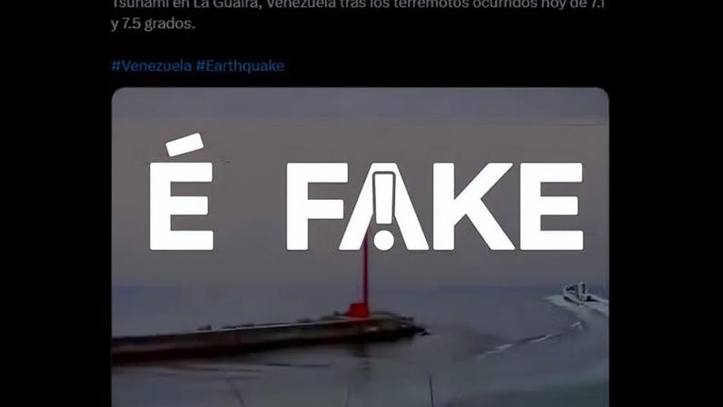 É #FAKE que vídeo mostre suposto tsunami após terremoto na Venezuela; gravação ocorreu no Japão em 2011 — Foto: Reprodução