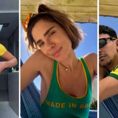 Famosos exibem looks com látex e body para o 2º jogo do Brasil