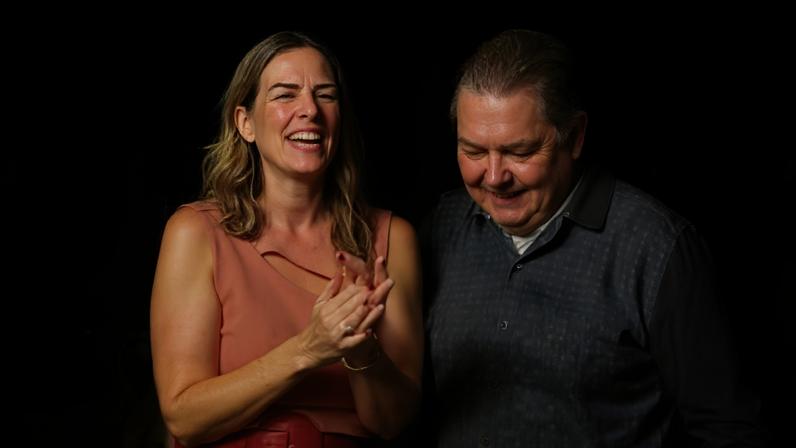 Luciana Cardoso e Faustão em festa de aniversário