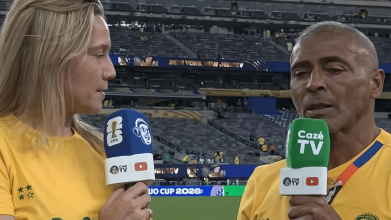 Fernanda Gentil e Romário após o empate do Brasil contra Marrocos na Copa do Mundo 2026