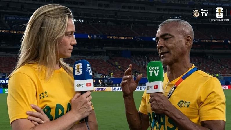 Fernanda Gentil e Romário na CazéTV: estilos diferentes que se chocam