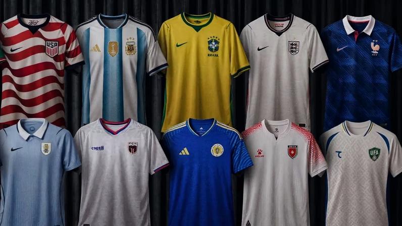 Camisas das seleções que participarão da Copa do Mundo 2026 (Foto: Reprodução/Fifa)