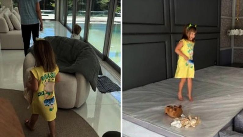 Filhos de Zé Felipe conhecendo nova mansão do cantor