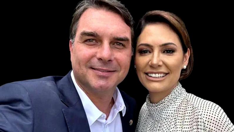 Flávio Bolsonaro e Michelle. Foto: reprodução