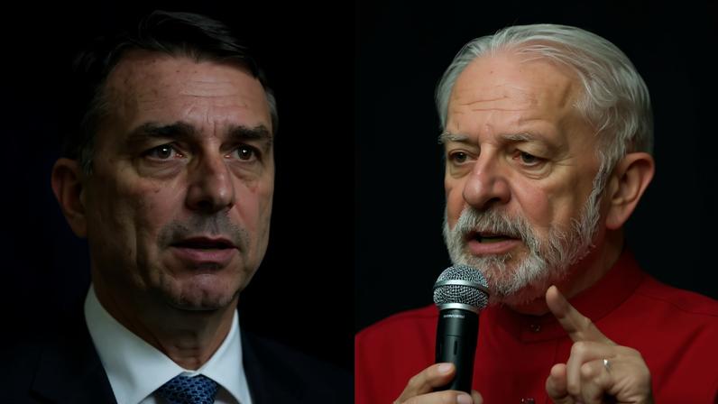 O senador Flávio Bolsonaro (PL-RJ); e o presidente Luiz Inácio Lula da Silva (Edilson Rodrigues/Agência Senado/Rovena Rosa/Agência Brasil/Divulgação)