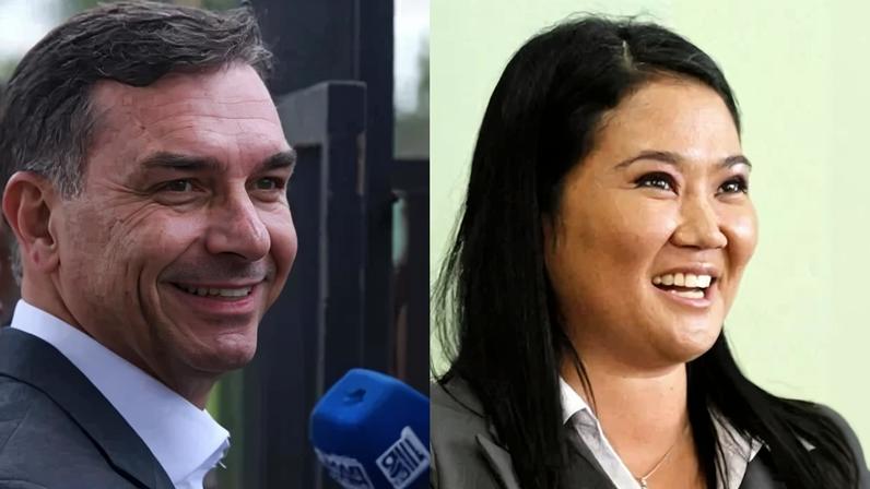 Imagem colorida de flávio bolsonaro e keiko fujimori