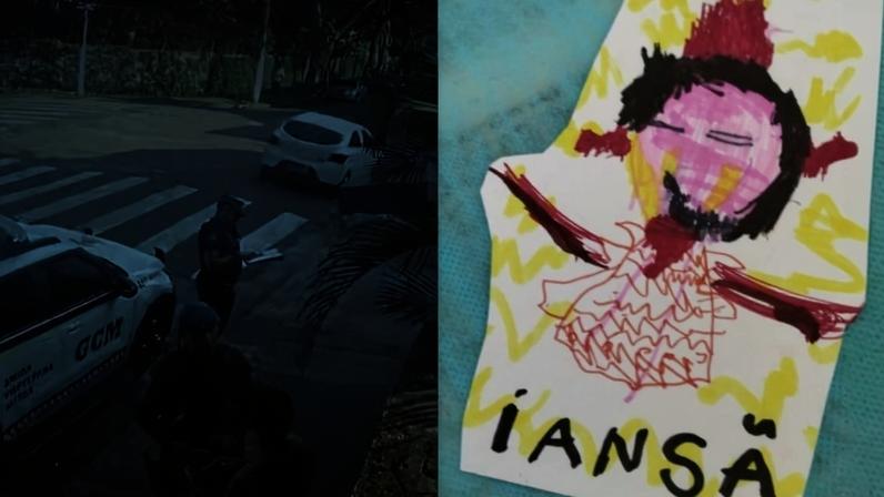 Imagem colorida mostra PMs em frente à escola onde pai questionou desenho de orixá. Metrópoles