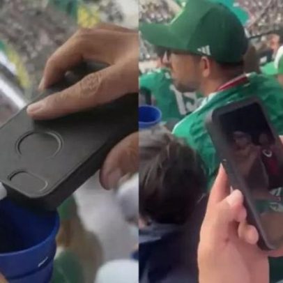 Torcedor usa método inusitado para levar bebida ao jogo da Copa e viraliza