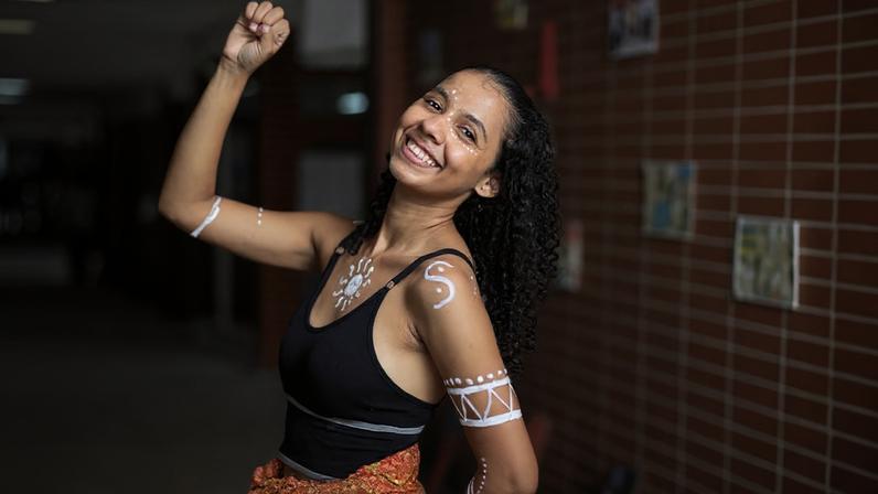 Ana Vitória da Silva, aluna da escola quilombola: “O que a gente escuta nos dá resistência, experiência e muita inspiração” — Foto: Guilherme Silva/Instituto Natura