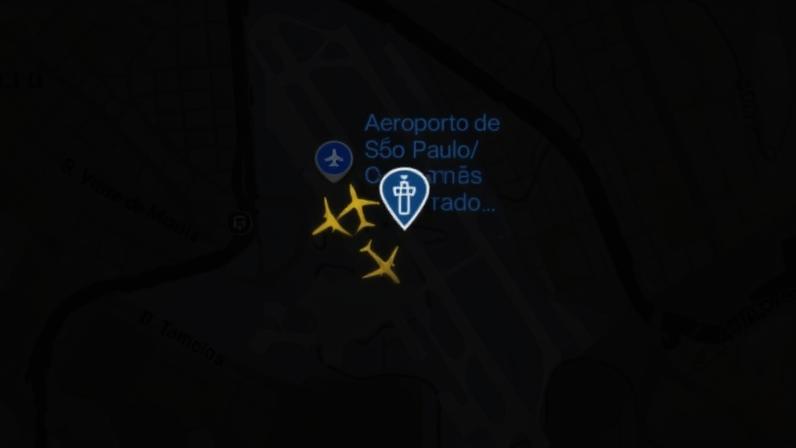Situação nos aeroportos de Congonhas e Cumbica, em Guarulhos, na manhã desta terça-feira (2), segundo o site Flightradar.