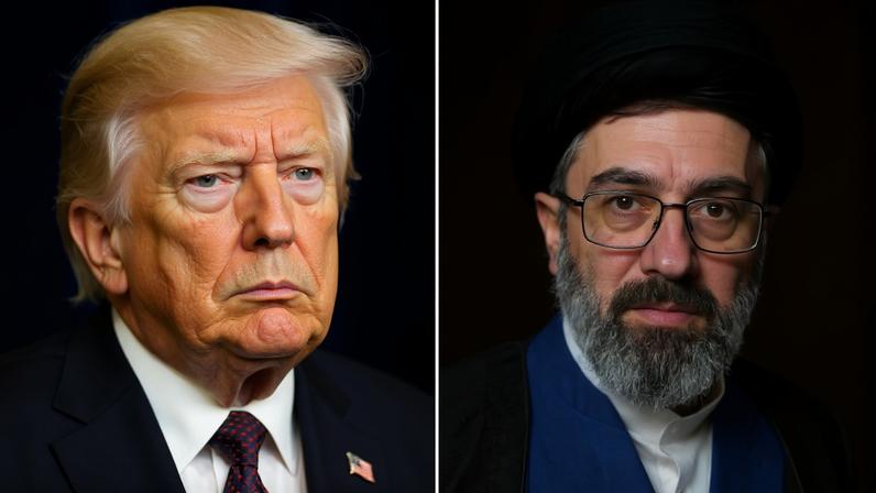 Donald Trump e Mojtaba Khamenei — Foto: Chip Somodevilla/via Reuters; Hamed Jafarnejad/ISNA/WANA/Reuters