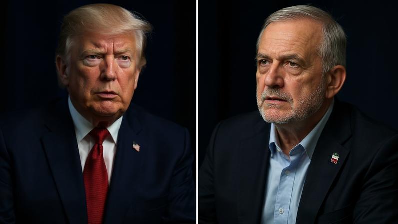 Presidente dos EUA, Donald Trump, e presidente do Irã, Masoud Pezeshkian — Foto: Evelyn Hockstein/Reuters e Angelina Katsanis/AP Photo