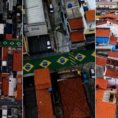 Vizinhos pintam rua em SP com bandeiras do Brasil e mantêm tradição de 11 Copas
