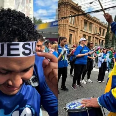 Marcha com escola de samba, gospel e Libras destaca faixa 100% Jesus