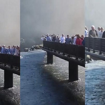 Vídeo mostra turista que pulou em Iguaçu para pegar celular na beira
