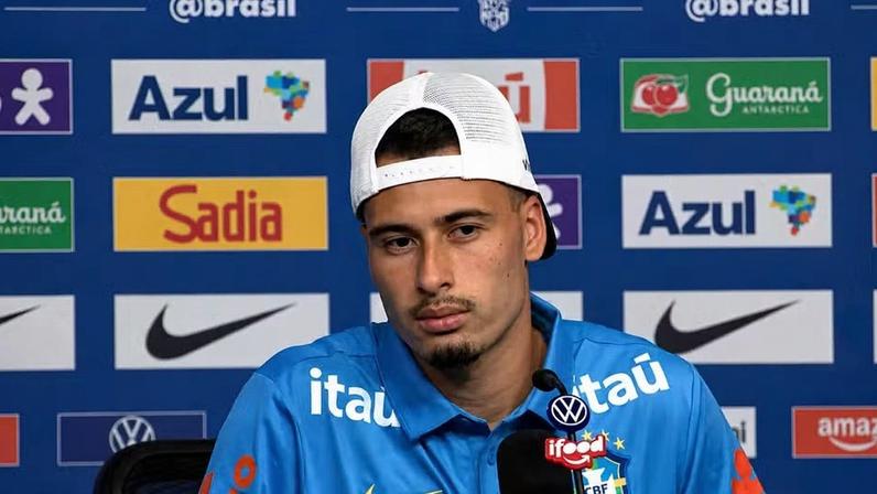Gabriel Martinelli, em entrevista coletiva na Seleção — Foto: Reprodução/TV Globo