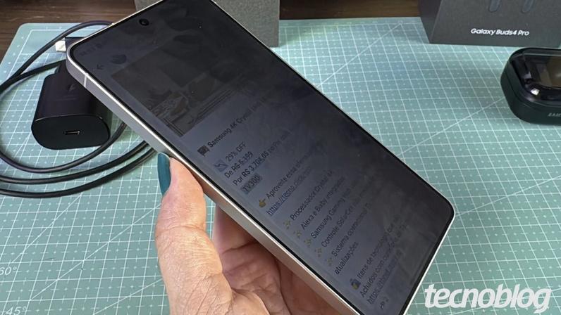 Função de privacidade na tela do Galaxy S26 (imagem: reprodução/Samsung)