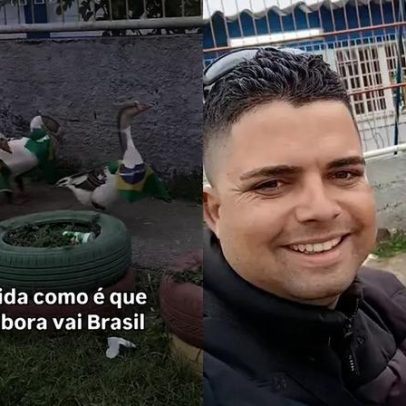 Grupo de gansos com bandeiras do Brasil viraliza após desfile em bairro do Rio