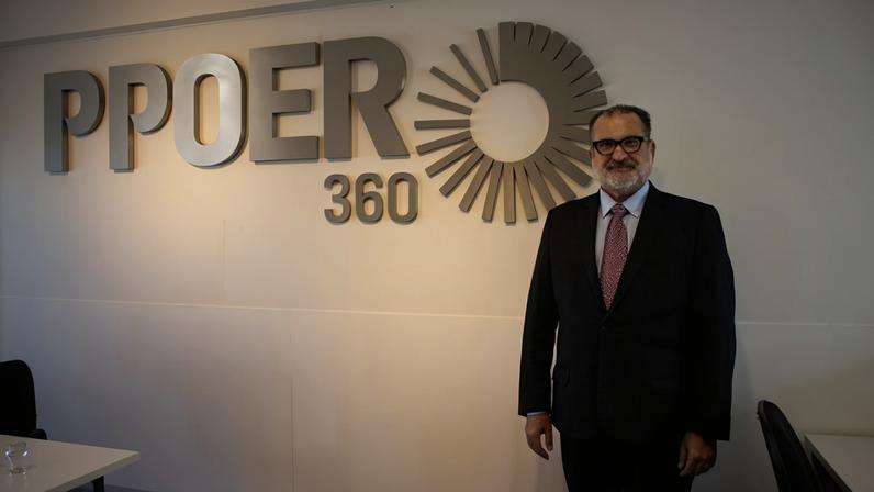 O ministro dos Transportes, George Santoro, na sede do Poder360, em Brasília