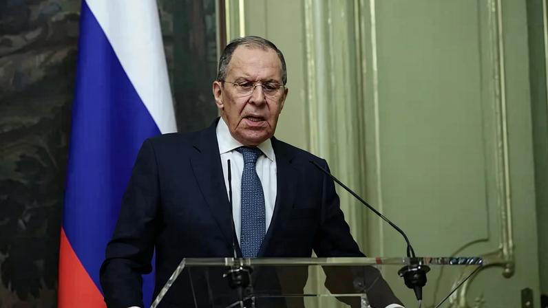 Ministro das Relações Exteriores da Rússia, Sergei Lavrov, durante discurso em Moscou. 27/04/2022