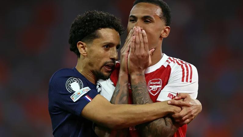 Marquinhos consolou Gabriel Magalhães após final da Liga dos Campeões