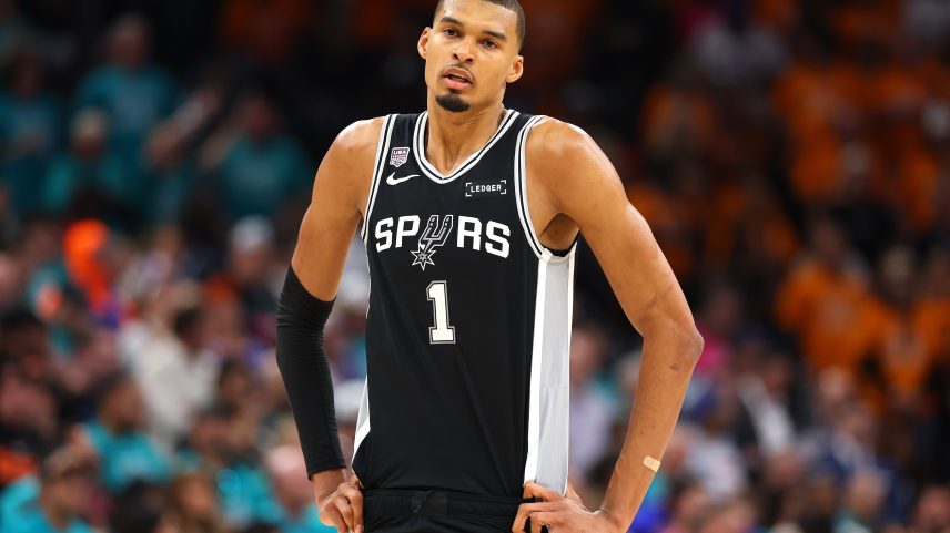 Wembanyama no Jogo 1 das finais entre Spurs e Knicks — Foto: Gregory Shamus/Getty Images