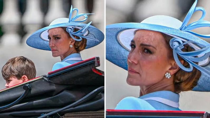 A Princesa Kate Middleton durante a cerimônia Trooping the Colour — Foto: Getty