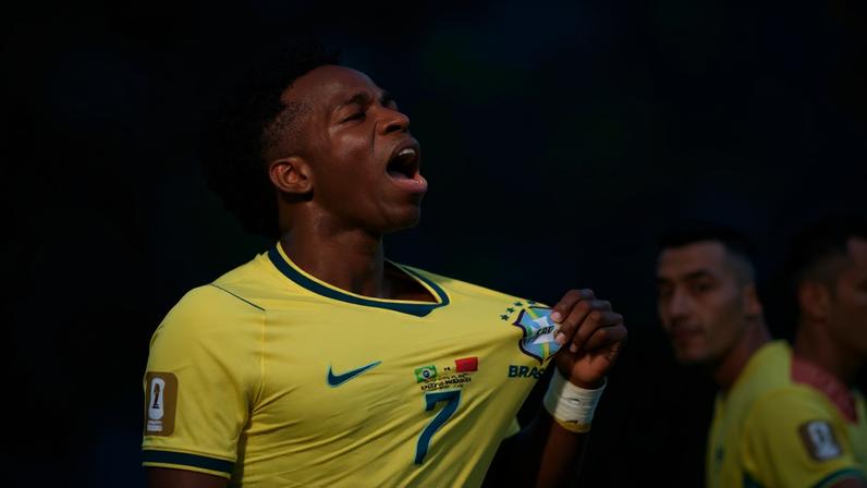 Vini Jr - Brasil x Marrocos - Copa do Mundo — Foto: Catherine Ivill - AMA/Getty Images