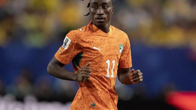 O atacante Yan Diomandé, em partida da Copa do Mundo pela Costa do Marfim.