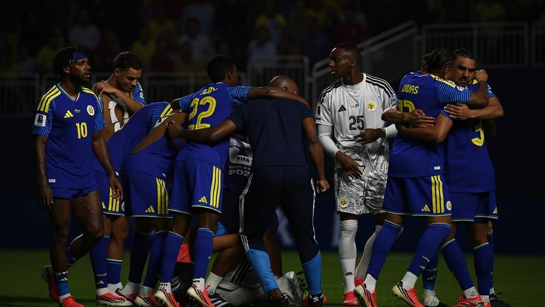 Jogadores de Curaçao comemoram empate com o Equador na Copa do Mundo — Foto: Francois Nel/Getty Images