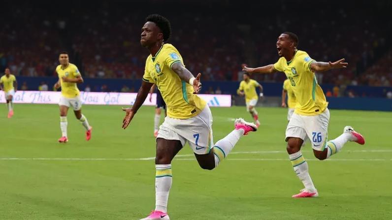 Vini Jr inaugurou o placar para o Brasil diante da Escócia