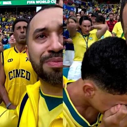 Gil do Vigor e sobrinho emocionam ao cantar hino em jogo da Seleção