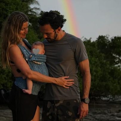 Gisele Bündchen publica fotos raras com o marido e o filho