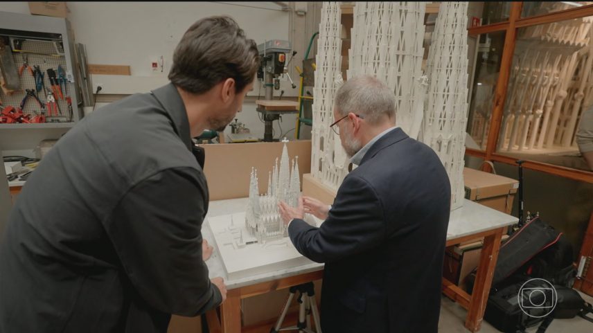Sagrada Família: veja imagens exclusivas de áreas restritas ao público da igreja que está em construção há mais de um século — Foto: Jornal Nacional/ Reprodução