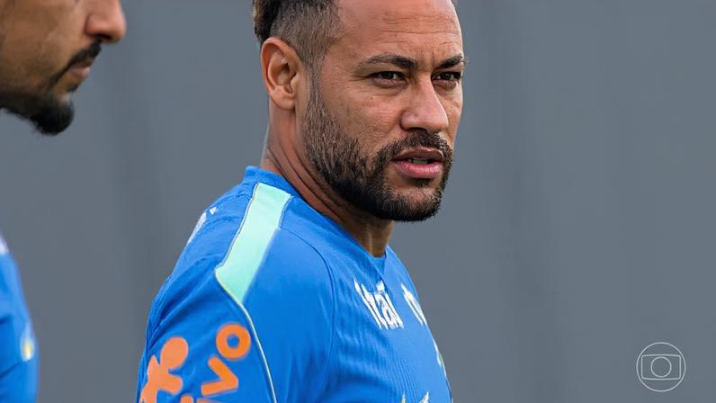 Neymar está liberado para enfrentar a Escócia e tem chances de jogar alguns minutos pela primeira vez nessa Copa — Foto: Jornal Nacional/ Reprodução