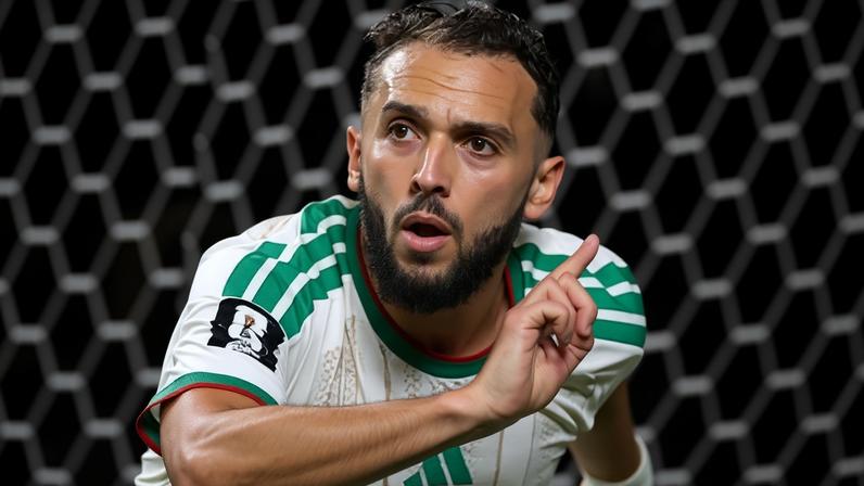 Gouiri celebra gol em Jordânia x Argélia, jogo da Copa do Mundo
