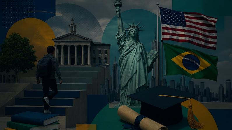 Nos Estados Unidos, o modelo educacional dominante baseia-se no conceito de Liberal Arts, que oferece uma abordagem muito mais ampla e flexível na formação dos estudantes. (Foto: Imagem criada utilizando Open AI/Gazeta do Povo)
