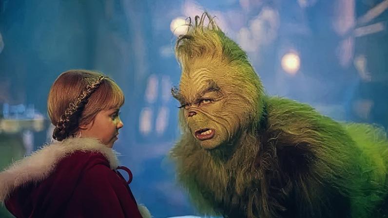 Taylor Momsen e Jim Carrey em "O Grinch" (2000)