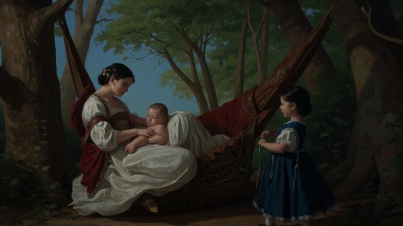 Gustave Courbet, *Mother and Child on a Hammock*, 1844.