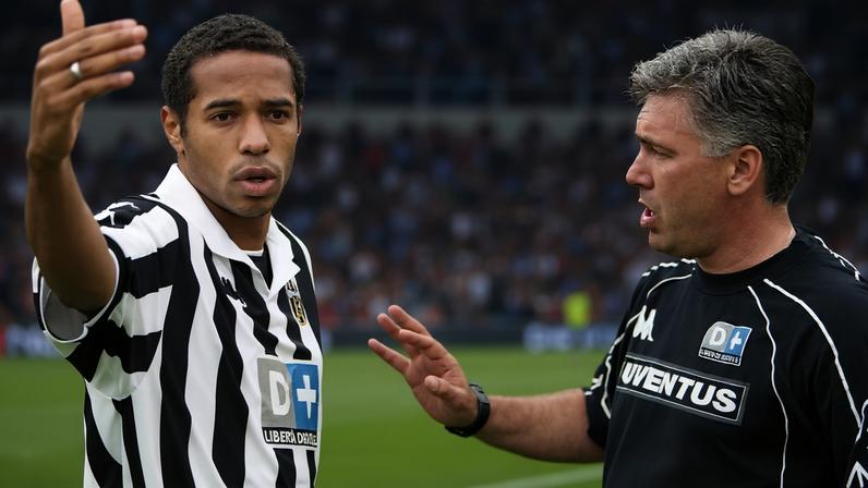 Thierry Henry e Ancelotti nos tempos de Juventus — Foto: Tutto Sport