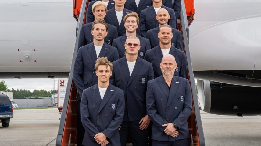 Seleção da Noruega ao embarcar para os Estados Unidos para a Copa do Mundo — Foto: Reprodução/X/Seleção Norueguesa