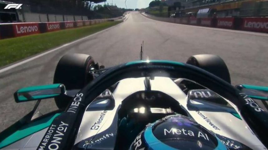 George Russell tirou o pé durante a volta na classificação