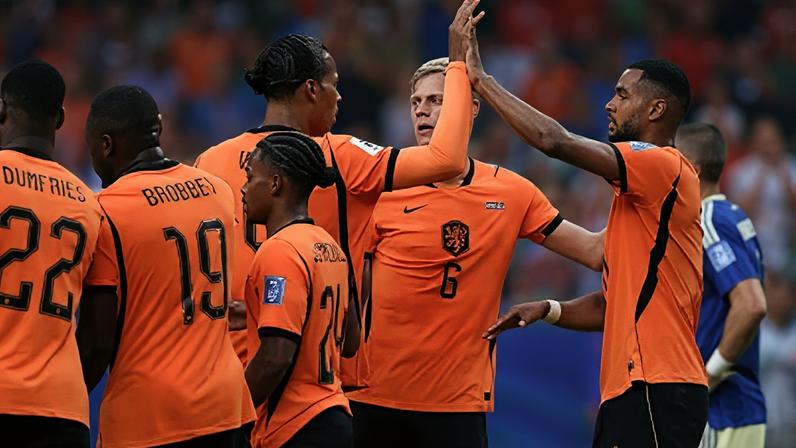 Cody Gakpo comemoram gol contra Suécia