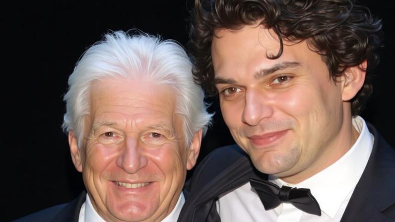 Homer Gere com pai, o ícone do cinema Richard Gere, e em cena de Euphoria com Sydney Sweeney